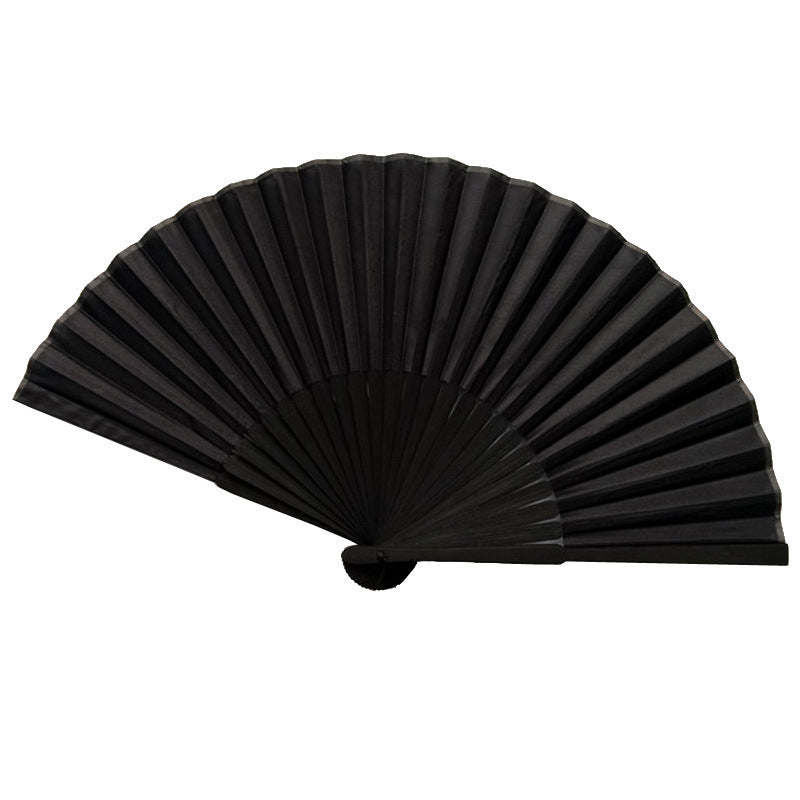 National Style Folding Fan Pure Black Silk Fan