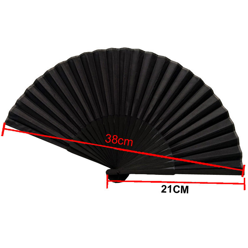 National Style Folding Fan Pure Black Silk Fan